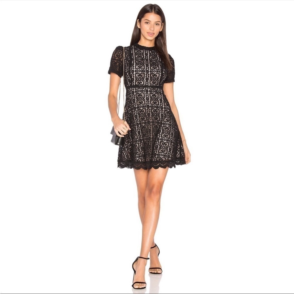 BB Dakota Adeline Mini Lace Dress with Mock Neck